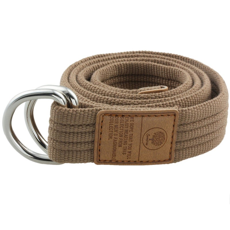 moonsix Canvas Web Belts for Men, Military Style D-ring Buckle Men's Belt, Khaki - Image 1